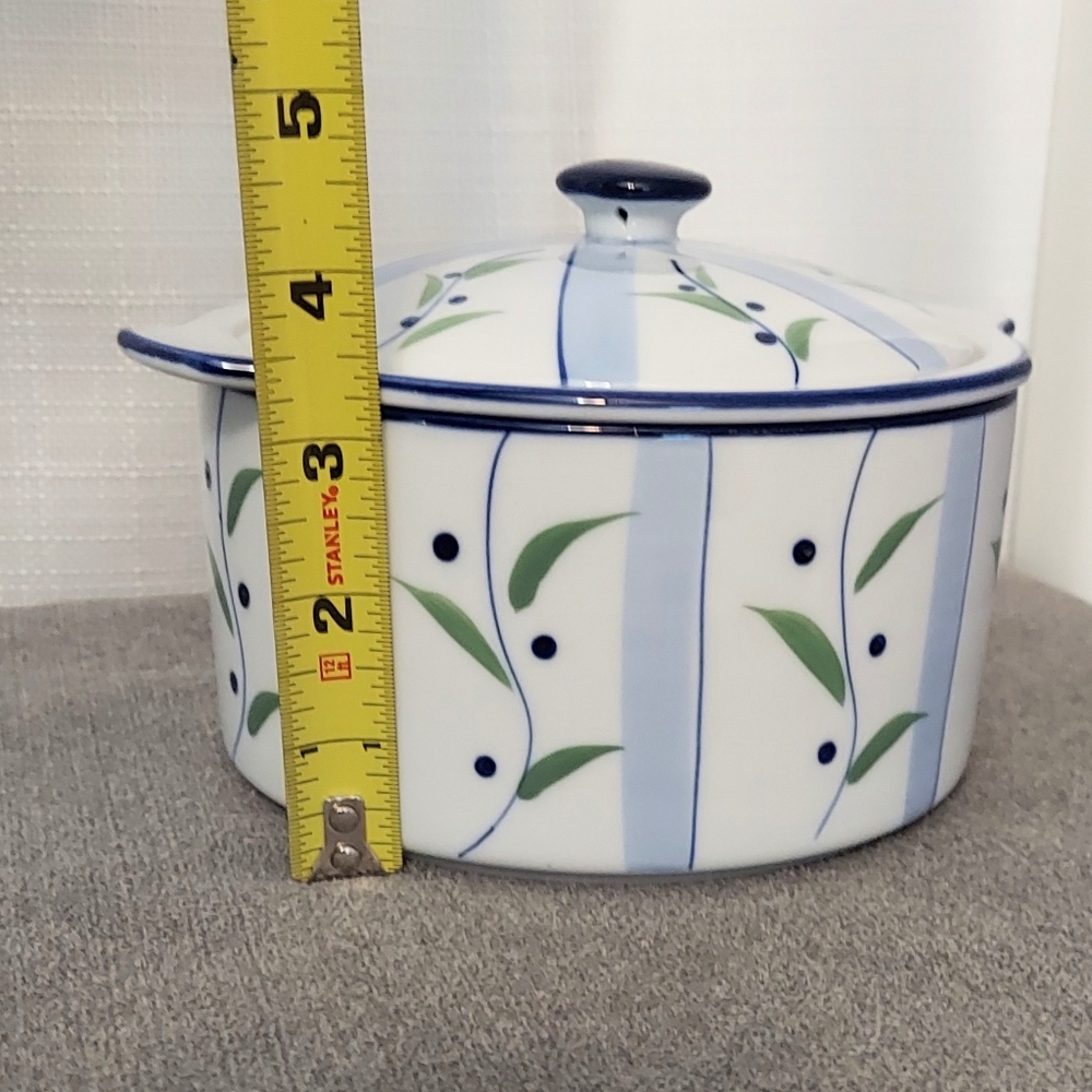 Cook Street Lidded Side Server Blueberry Vine Stoneware 3 Piece Water Insulated - Picture 6 of 9